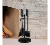 HomeZone Fireplace Companion Set Brush Shovel Tongs Poker Full Set For Fireplace Steel Accessories Fireside Accessories Companion Sets For Log Burners Fireplace Tool Set with Fire Poker and Fire Tongs