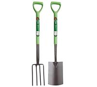 HomeZone Garden Mile 2 Piece Garden Tools Kit Fork & Spade - Heavy Duty Carbon Steel Digging Set, Durable Lightweight Gardening Set for Men & Women, Ergonomic Handle, Outdoor Allotment Equipment