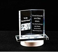 HomeZone Glass Book Plaque - "Special Friend" Engraved LED Sign Home Decoration - Novelty Plaques For Centrepieces, Mantles, Table Decor, Mothers Day, Mothers Day Gifts, Gifts For Women & Gift For Her