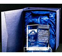 Glass Book Plaque With LED Light Love Friend Mum Dad Christmas Day Ornament Boyfriend Girlfriend Unique Crystal Quote Present Gift (I Love You)