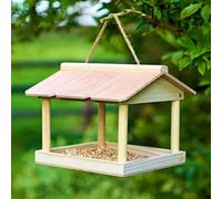 HomeZone Hanging Wooden Bird Table Birdhouse Garden Feeding Station for Small Birds Roof Protection (Hanging Wooden Bird Table)