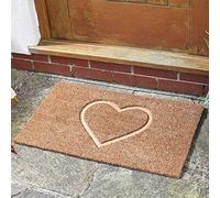 HomeZone Heart Felt Anti-Slip Door Mat - Novelty Plain Decoir Floor Mat Slip Resistant kitchen Mat - Natural Look PVC Backing Safe Doormats Welcome Mat for Entrance, Indoor or Outdoor Use - 75 x 45cm