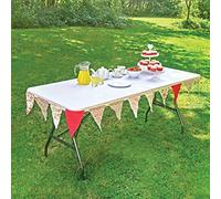 HomeZone Heavy Duty 6ft White Folding Trestle Table Outdoor Indoor Dining Display Catering Garden Party Trestle Picnic Table Patio Furniture 1.8m Foldable Portable Camping Table Seats Up To 6