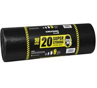 HomeZone Heavy Duty Bin Liners 20 Pack 90L - Super Strong Black Refuse Sacks & Dustbin Bags for Household, Garden & Commercial Waste