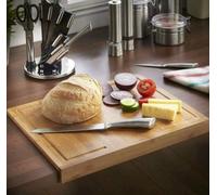 HomeZone Hard Wearing Wooden Chopping Board, Large Kitchen Cutting Serving Tray, Bamboo Chopping Boards with Counter Over Edge, Non-Slip, 36cm x 45cm x 5cm, Easy to Clean