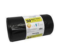 HomeZone Heavy Duty Refuse Sacks 50 Pack 60L - Strong Black Bin Liners & Dustbin Bags for Household, Garden & General Waste Disposal