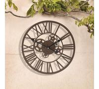 Homezone Large Outdoor Wall Clock 35cm Roman Numeral Indoor Outdoor Clock Clock Face With Black Hands - Large Skeleton Garden Clocks Outdoor Waterproof Quartz Battery Operated