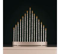 Marco Paul Christmas Thin Pipe Candle Bridge Arch - 15 White LED Light Battery Candle - Festival Accessories for Table Centrepiece, Window and Christmas Bridge Candle Light-Up Xmas Decor (Silver)