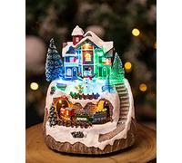 HomeZone Light Up Christmas Snowman Scene LED Lighting Battery Operated Festive Decor Indoor Use Only Novelty Xmas Ornament Window Display Decorative Winter Christmas Village Scene