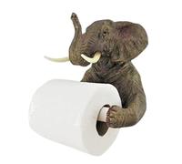 HomeZone Novelty Elephant Toilet Roll Holder - Brown Colour Hand Painted Wall Mounting Animal Shape Tissue Holder - Decorative Kitchen or Bathroom Accessories Indoor, Home Decor Loo Roll Holder
