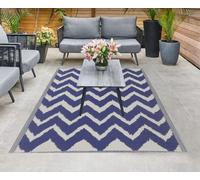 HomeZone Garden Mile Large Outdoor Rugs for Patios Waterproof Garden Rug Reversible Mat Lightweight Camping Rug Outdoor Area Rug for Balcony Deck Porch Beach BBQ Blue Pattern Mat 120 x 180cm