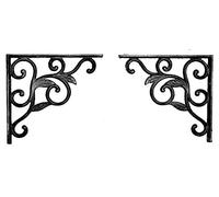Homezone Pair of Medium Brown Victorian Cast Iron Wall Shelf Brackets Supports Heavy Duty Ornate Vintage Scroll Design Cast Iron Wall Brackets (Medium Cast Iron Brackets (HH220))