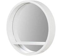 HomeZone Modern Wooden Round Shelf Floating Wall Mirror and Shelving Unit - Eye-Catching, Classic White Porthole Shelf Mirrors for Indoor Home, Living Room, Bathroom, Bedroom, Hall Wall Mirror Decor