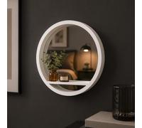 Homezone Round Wall Mirror with Shelf 35cm White Hanging Bathroom Hallway