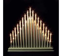 HomeZone Silver Christmas Candle Bridge - 33 Warm White LED Flameless Candles - Elegant Indoor Xmas Decoration Battery Operated - Christmas Window Lights for Traditional Festive Home Display