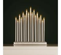 HomeZone Silver Xmas Candle Bridge - 17 Warm White LED Christmas Candle Lights Battery Operated Candle Arch for Windows or Table - Festive Christmas Decorations Indoor