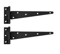 HomeZone T Hinges 6”/150mm Pair - Heavy Duty Black Steel Gate Hinges, Powder Coated Rust Resistant Hinges for Wooden Gates, Shed, Doors & Outdoor Use