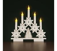 HomeZone® Rustic White Wooden Snowflake 6 LED Christmas Candle Bridge Arch Tower Battery Operated Candlebridge Festive Window Christmas Decoration