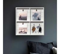 HomeZone White Wooden Key Holder For Wall Key Hooks Wall Mounted Hallway Decor Home Decor Hanging Photo Clip Display Bedroom Accessories Hooks For Hanging Keys