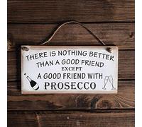 HomeZone ® Wood Friendship PlaqueWooden Sign Boards Sentimental Message Good Friend Prosecco Decorative Novelty Gift Wall Door Hanging Kitchen Bedroom Living Home Decor Best Friend