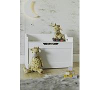 HomeZone Wooden Toybox Chest Toy Storage Baby Box White Kids Storage Units Square Strong Stable & Hardwearing Ottoman Storage Box for Children's Kids Bedrooms or Nurseries Boys Girls