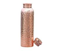 HOMEZY Copper Water Bottle (34oz/1000ml) 100% Pure Handmade Hammered Ayurvedic Pure Copper Vessel for Drinking Heavy Duty & Leak-proof