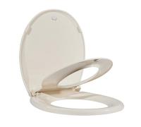 Homfan Round Toilet Seat with Toddler Seat Built-in, Potty Training, Slow Close, Almond