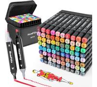 HomFilix 80 Colouring Alcohol Based Markers, Quick-Drying Dual Tip Markers, Professional Colouring Pens for Adults, Kids, Beginners, Art Marker Pens for Drawing, Sketching, Anime, Manga & Fun Doodling