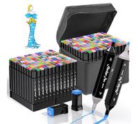HomFilix Alcohol Markers, 120 Colors Dual Tip Art Alcohol Markers Set - Perfect for Coloring, Drawing, Sketching, Card Making and Illustration, Perfect for Adults and Kids