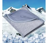 HOMFINE Cooling Blanket for Night Sweats - Cool Blanket Throw with Q-max>0.45 Double-sided Cooling Fiber Lightweight Soft Blanket for Summer and Stay Cool, Blue, 130x180cm