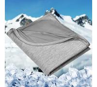 HOMFINE Cooling Blanket for Night Sweats - Cool Blanket Throw with Q-max>0.45 Double-sided Cooling Fiber Lightweight Soft Blanket for Summer and Stay Cool, Grey, 150x200cm