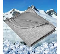 HOMFINE Cooling Blanket for Night Sweats - Cool Blanket Throw with Q-max>0.45 Double-sided Cooling Fiber Lightweight Soft Blanket for Summer and Stay Cool, Grey, 130x180cm