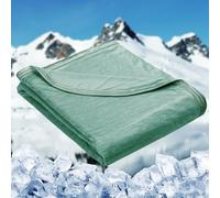 HOMFINE Cooling Blanket for Night Sweats - Cool Throw Blanket with Japanese Q-max>0.45 Double-sided Cooling Fiber Lightweight Soft Blanket for Summer and Stay Cool, Green, 230x270cm