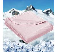HOMFINE Cooling Blanket for Night Sweats - Cool Throw Blanket with Q-max>0.45 Double-sided Cooling Fiber Lightweight Soft Blanket for Summer and Stay Cool, Pink, 200x220cm