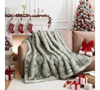 HOMFINE Luxury Faux Fur Throw Blanket - Long Fluff Fuzzy Super Thick Blanket for Sofa, Couch, Bed, Home Decor with Soft Cozy Plush Velvet Back Warm Fluff Throw for Winter, White, 150X200CM