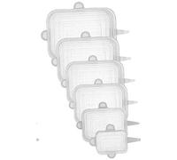 HOMFLON BoBoHome Silicone Square Stretch Lids - 6 Pack Round & Square Stretchy Lids Food Covers Reusable Expandable Silicone Lids Covers-White
