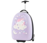 HOMFME 16 Inch Kids Suitcase, Children Carry-on Suitcase with Wheels and 2 Level Aluminum Handle, Hard Shell Toddler Luggage Boys Girls Trolley Case for Travel School Picnic Trip (Purple, Unicorn)