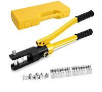 HOMFME 16 Tons 11 Dies Hydraulic Crimper, 16-300mm² Hydraulic Crimping Tool Set with Carrying Box, Steel Frame Electric Battery Cable Wire Lug Terminal Crimping Tool Die Kit