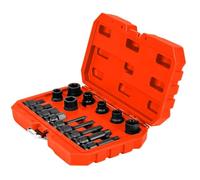 HOMFME 16Pcs Impact Brake Caliper Socket Set, 1/2 Inch Drive Wrench Brake Adjusting Tool Kit with Storage Box, Impact Wrench Socket Set for Home Car Repair (Orange)