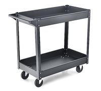 HOMFME 2 Tier Tool Cart, Metal Frame Utility Workshop Trolley with Universal Wheels and Towel Rack Handle, Heavy Duty Rolling Service Cart for Garage Warehouse Office Home