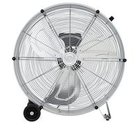 HOMFME 24Inch 59cm Industrial Drum Fan, 3 Speeds High Velocity Cooling Fan with Wheels, Handle, 240V Rolling Barrel Floor Fan 180W Metal Standing Fans for Home Office Garages Gyms Factories (Silver)