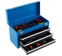 HOMFME 3 Drawer Tool Box, Lockable Tool Storage Box with Latch System, Top Layer, Bearing Slides, EVA Mats, Tool Chest Heavy-Duty Tool Storage Cabinet for Workshop Garage, 52x22x 31cm (Blue+Black)