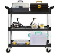 HOMFME 3-Tier Rolling Tool Cart, 150KG Load Capacity Utility Workshop Storage Trolley with Lockable Wheels & Handle, Heavy Duty Mobile Service Cart for Garage Warehouse Office Home (103 x 49 x 98cm)