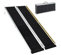 HOMFME 3FT/4FT/5FT/6FT Folding Wheelchair Ramp, Telescopic Portable Threshold Ramp with Transition Plate, Reflective Warning Stickers, Aluminium Mobility Scooter Assist for Stairs Steps (6FT)
