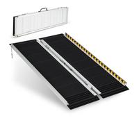 HOMFME 3FT/4FT/5FT/6FT Folding Wheelchair Ramp, Telescopic Portable Threshold Ramp with Transition Plate, Reflective Warning Stickers, Aluminium Mobility Scooter Assist for Stairs Steps (4FT)