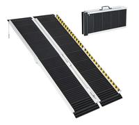 HOMFME 3FT/4FT/5FT/6FT Folding Wheelchair Ramp, Telescopic Portable Threshold Ramp with Transition Plate, Reflective Warning Stickers, Aluminium Mobility Scooter Assist for Stairs Steps (5FT)