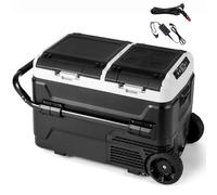 HOMFME 40L Car Fridge Freezer, Dual Zone Car Refrigerator Electric Cooler Box with Wheels and Handle, 12/24V Portable Compressor Fridge for Campervan RV Boat Travel, -20℃-20℃