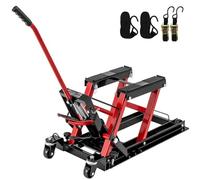HOMFME 680 kg Hydraulic Motorcycle Lift Jack, Motorbike Lifting Stand with 3-Level Height Adjustable Platform, Wheels, Heavy Duty Motorcycle Jack Lift Table Hoist Stand for ATV UTV Quad