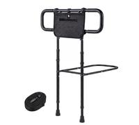 HOMFME Adjustable Bed Rail for Seniors, Safety Bed Cane with Soft-Padded Handle & Removable Storage Pocket, Foldable Adult Assist Rail with Fixing Strap for Elderly (Extra Tall)