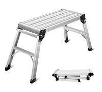 HOMFME Aluminum Hop Up Work Platform, Folding Step Up Work Bench Ladder with Secure Locking, Non-Slip Strips, Foot Pads, 150KG Heavy Duty Step Stool for Washing Vehicles Decorating (107 x 40 x 50cm)